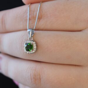 Natural Chrome Diopside and Zirconia Necklace