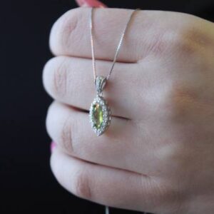 Natural Peridot and Cubic Zirconia Necklace