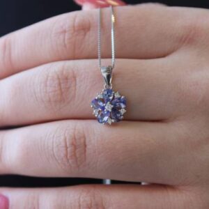 Natural Tanzanite and Zirconia Necklace