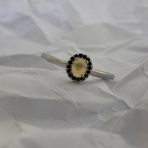 Ethiopian Opal and Black Spinel Ring