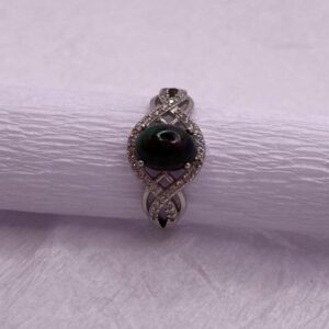 Ethiopian Opal and Zirconia Ring