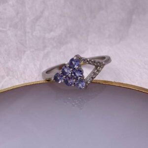 Natural Tanzanite and Zirconia Ring
