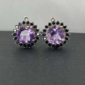 Amethyst and Black Spinel Earrings