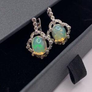 Ethiopian Opal and Zirconia Earrings
