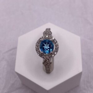 Blue Topaz and Zirconia Ring