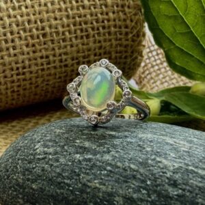 Ethiopian Opal and Topaz Ring
