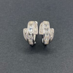 Round Natural White Topaz Halo Earrings