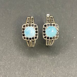 Natural Larimar and Black Spinel Earrings